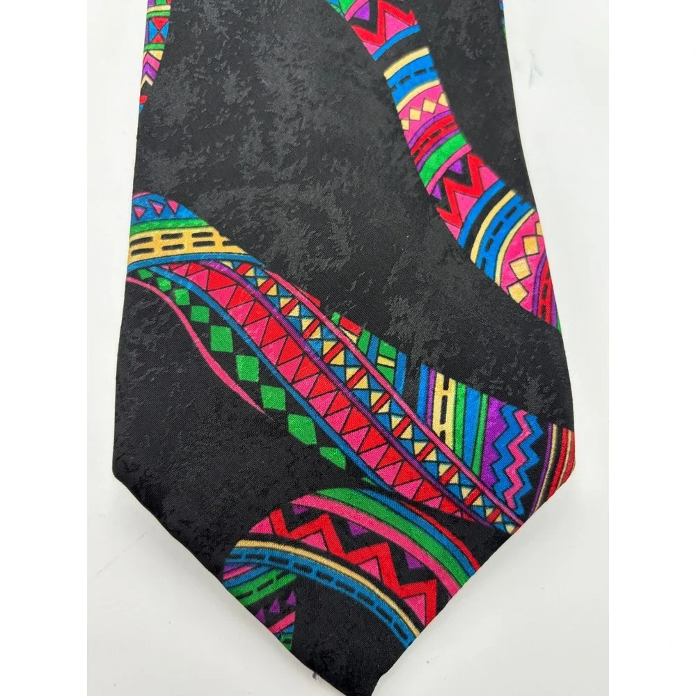 Buscati Men's Palace Silk Necktie Abstract Geometric Vintage 1990s
